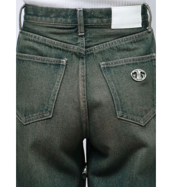 GYDA「ハイウエストSymmetryGYDA INNER RIPPEDワイドデニムパンツ」|デニム|