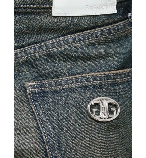 GYDA「ハイウエストSymmetryGYDA INNER RIPPEDワイドデニムパンツ」|デニム|