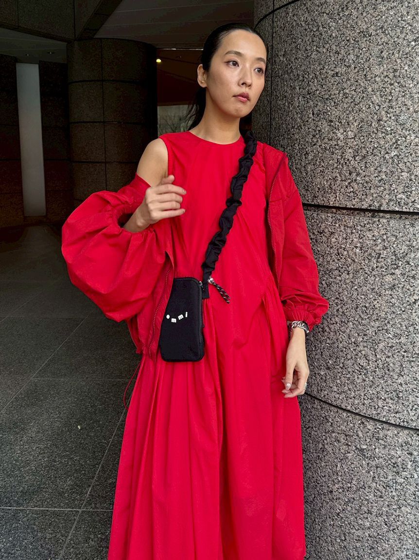 emmi atelier「ビッグフォルムフーディーブルゾン」|ブルゾン・スタジャン|RED