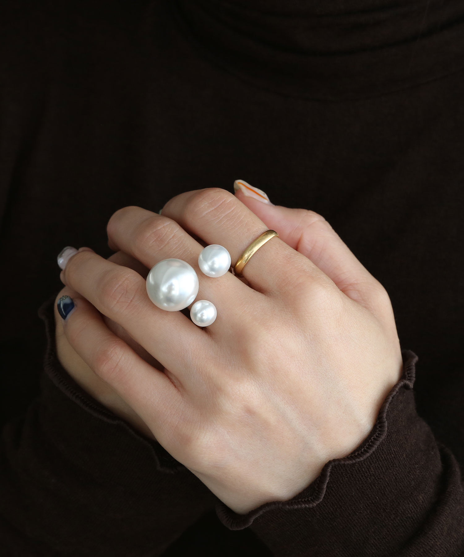  「大粒パールフォークリング」|リング|