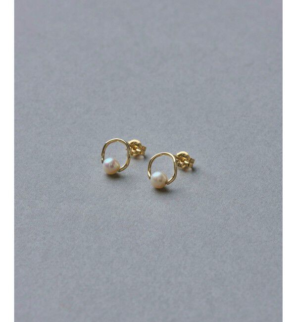 ete「K10YG パール サークル ピアス」|ピアス|
