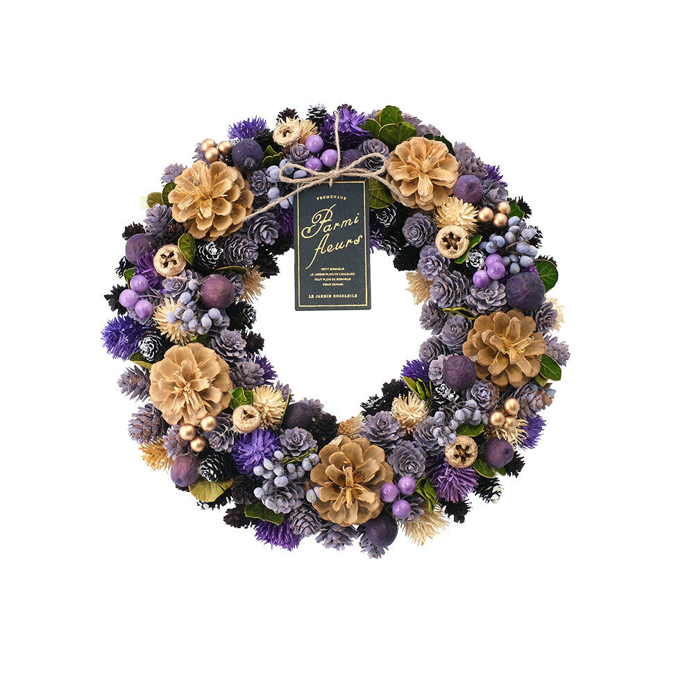 BACKYARD FAMILY「ナチュラルリース L 通販 リース 造花 お花 フラワーアレンジメント プリザーブドフラワー」|その他|パープル1