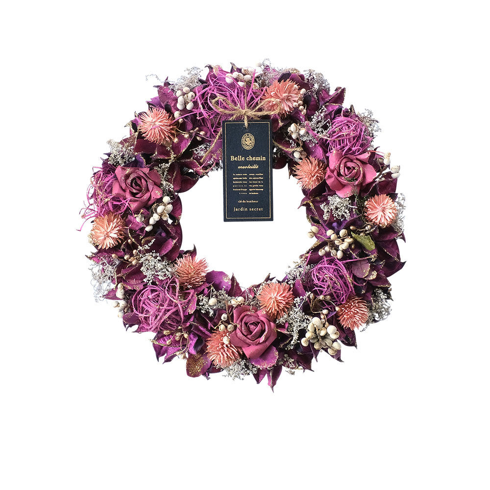 BACKYARD FAMILY「ナチュラルリース L 通販 リース 造花 お花 フラワーアレンジメント プリザーブドフラワー」|その他|パープル2