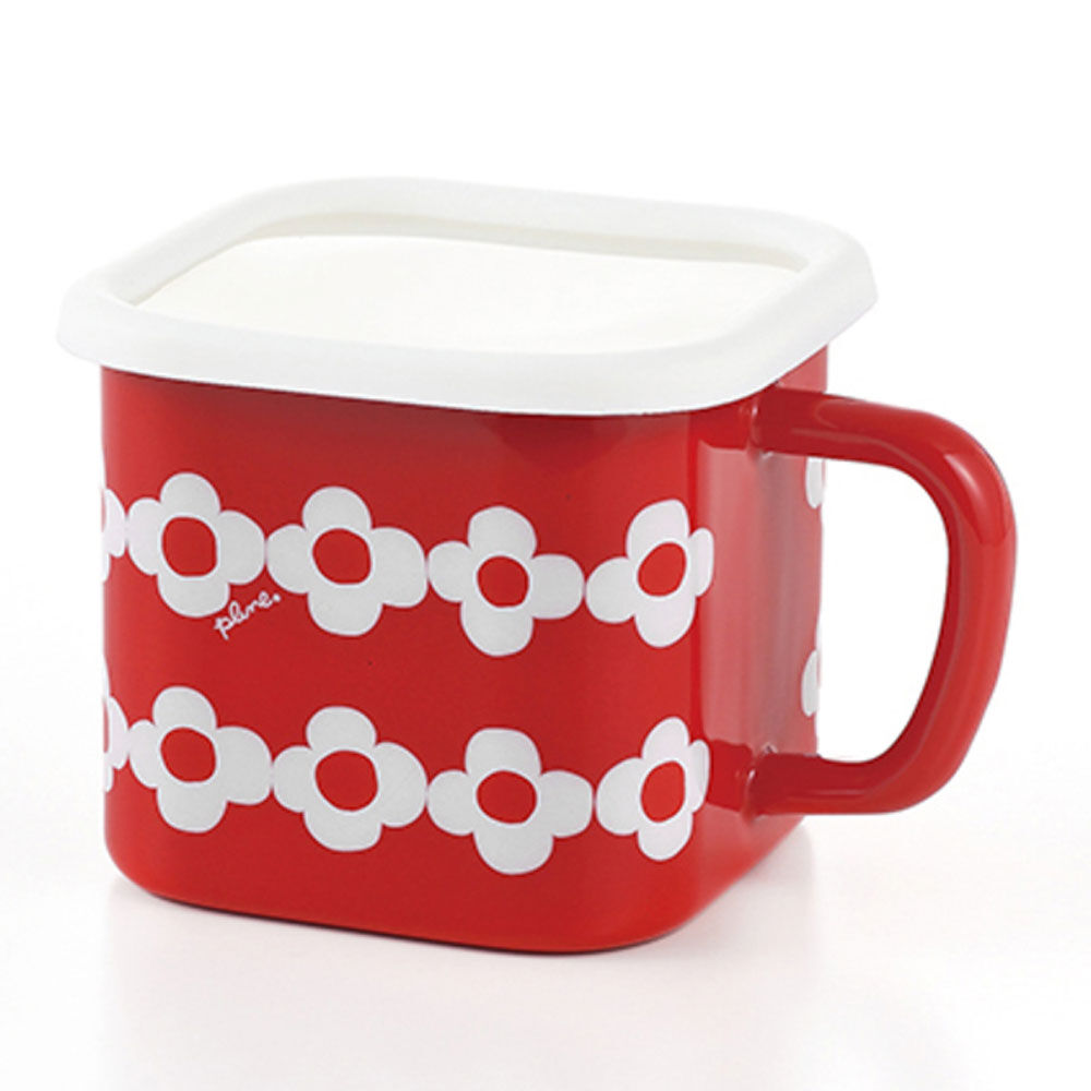 BACKYARD FAMILY「ホーロー 保存容器 通販 ホーローポット 作り置き 容器 ストック収納 角型 直火 ストッカー」|食器・キッチングッズ|レッド1