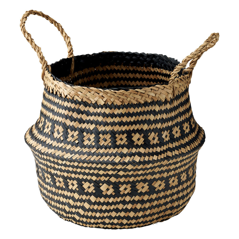 BACKYARD FAMILY「かご バスケット 持ち手 北欧 柄 通販 収納 2way 荷物入れ プランターカバー」|その他|ブラック1