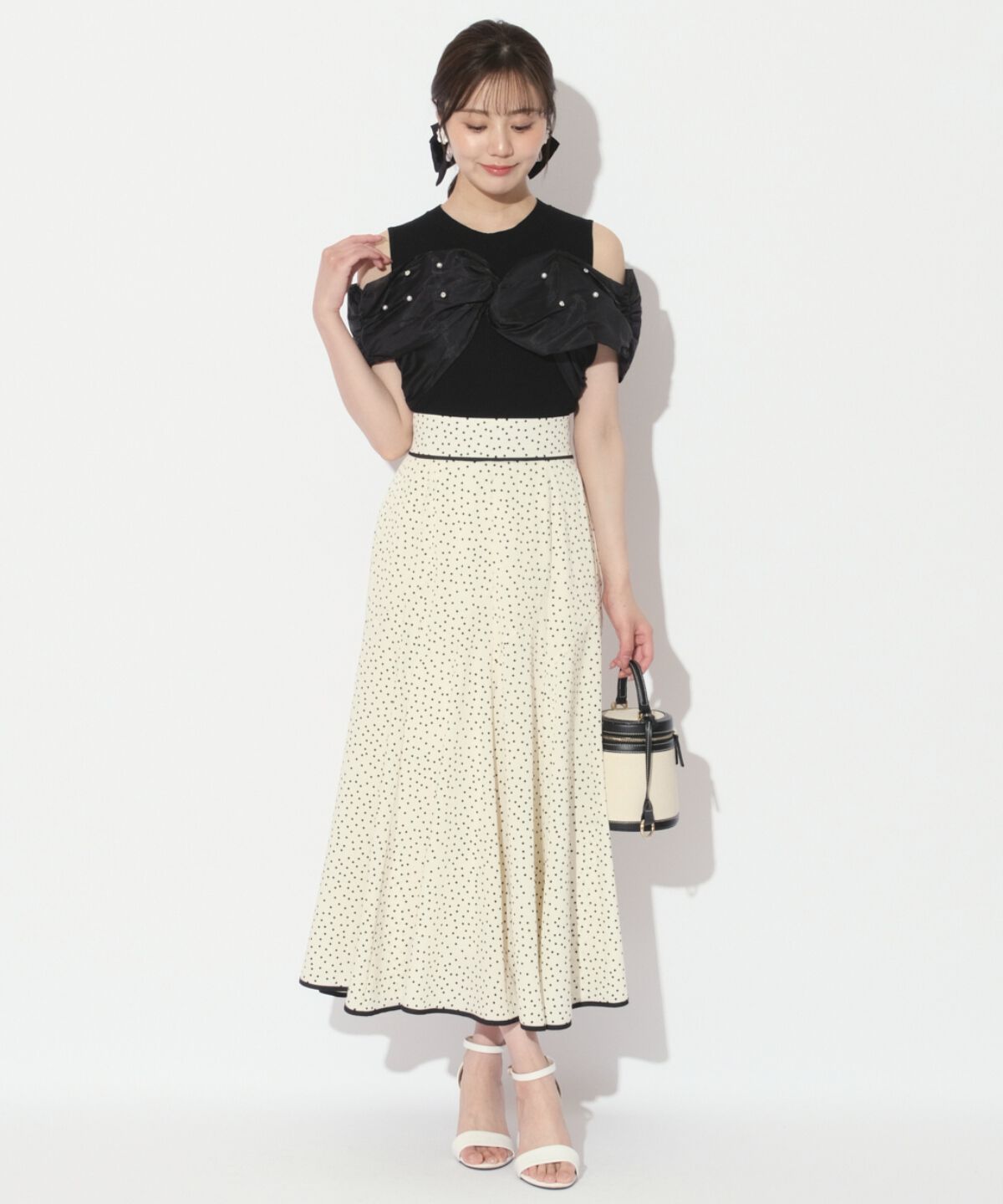 WILLSELECTION「バックスピンドルドットフレアスカート」|フレア|