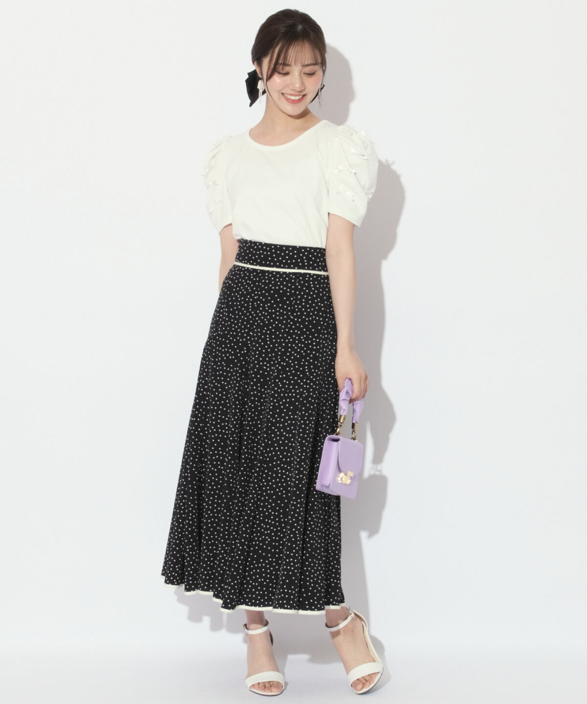 WILLSELECTION「バックスピンドルドットフレアスカート」|フレア|