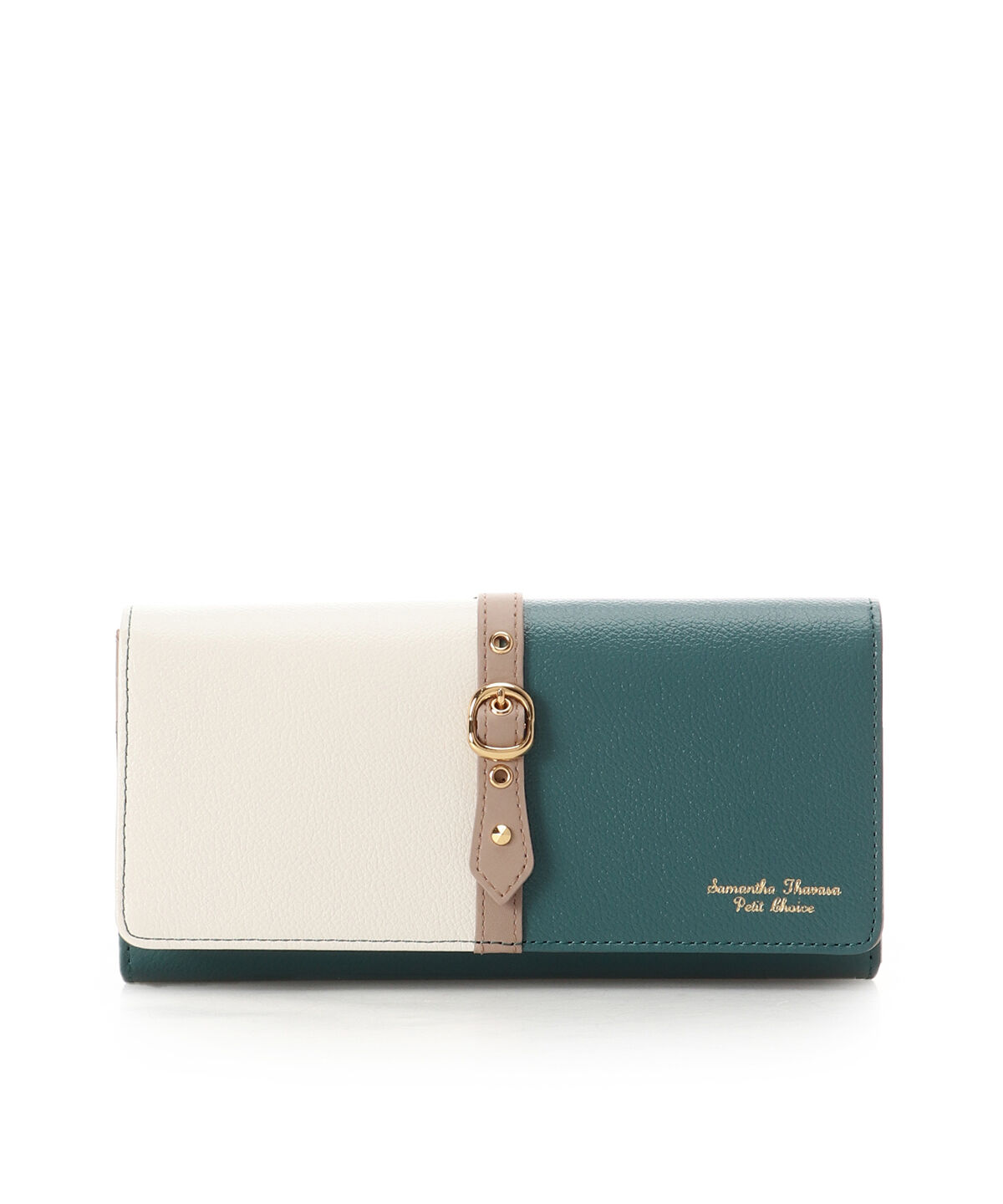 Samantha Thavasa Petit Choice「バイカラーフロントベルト 長財布」|財布|グリーン
