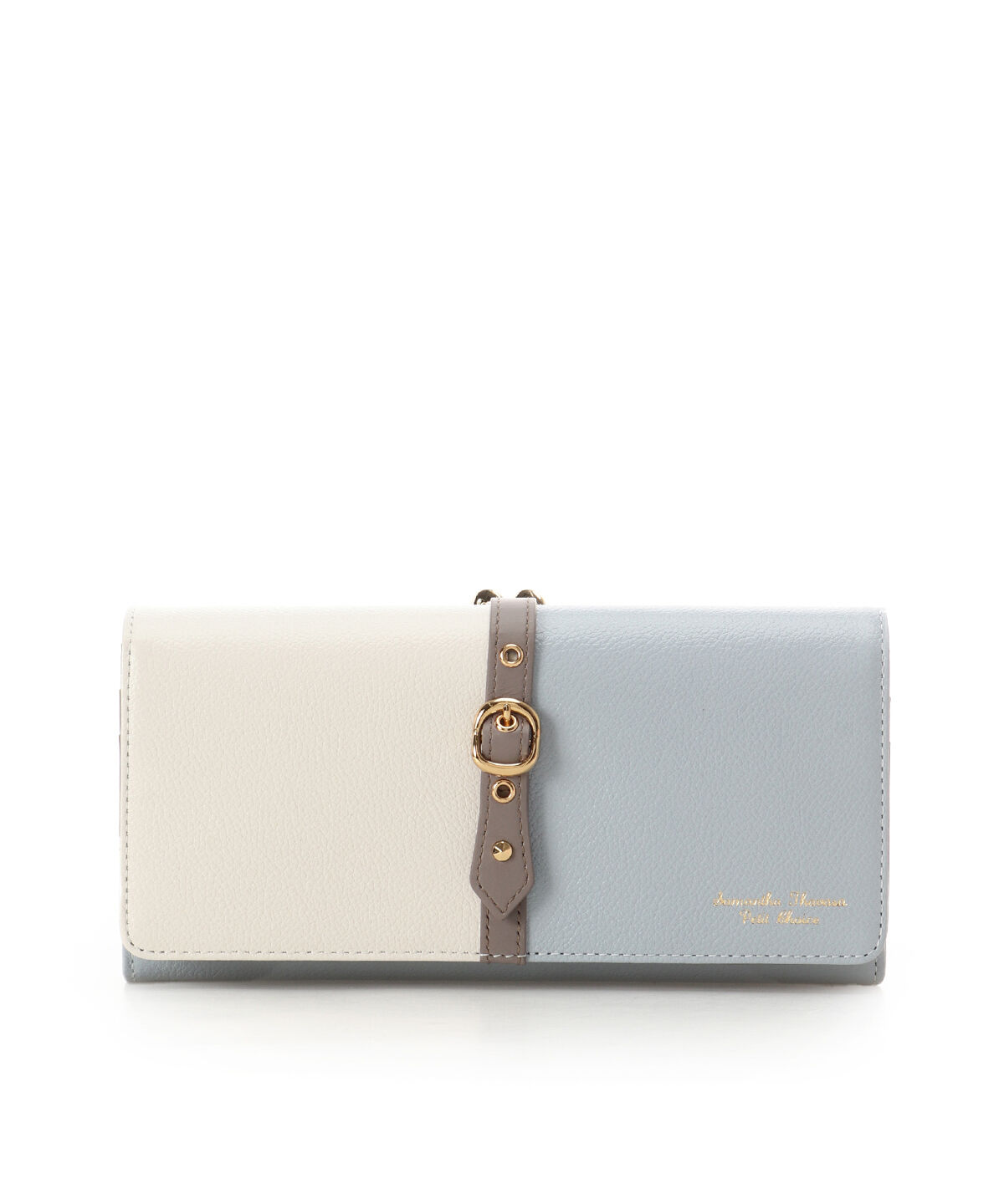 Samantha Thavasa Petit Choice「バイカラーフロントベルト 長財布」|財布|ダルブルー
