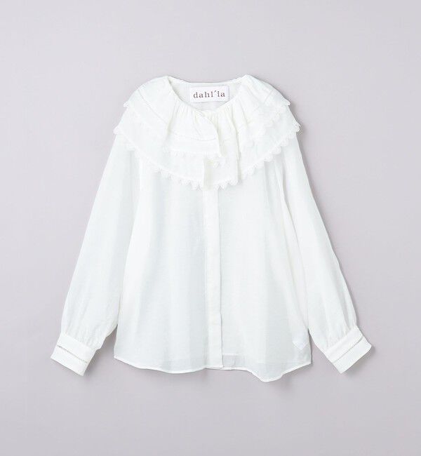 UNITED ARROWS「【別注】＜dahl&rsquo;ia＞ビッグフリルカラー シャツ」|シャツ・ブラウス|WHITE