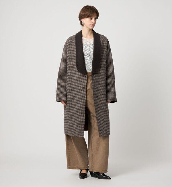 ASTRAET「＜ASTRAET＞スソタック ショールカラー チェック リバーコート」|チェスターコート|