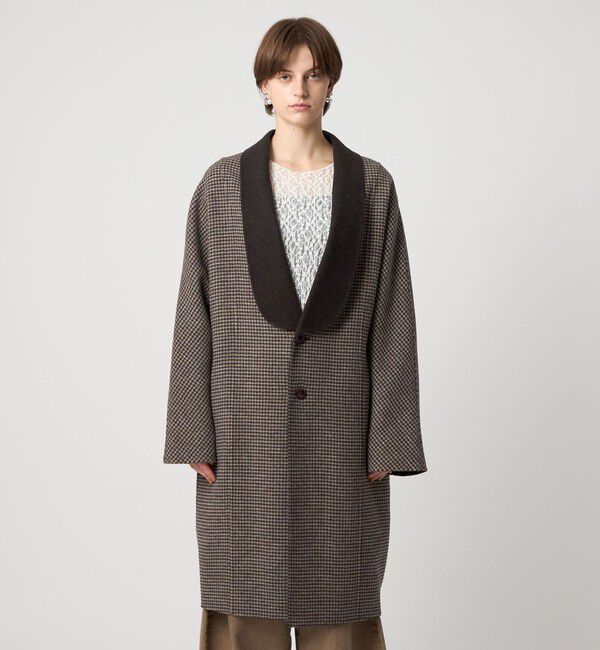 ASTRAET「＜ASTRAET＞スソタック ショールカラー チェック リバーコート」|チェスターコート|