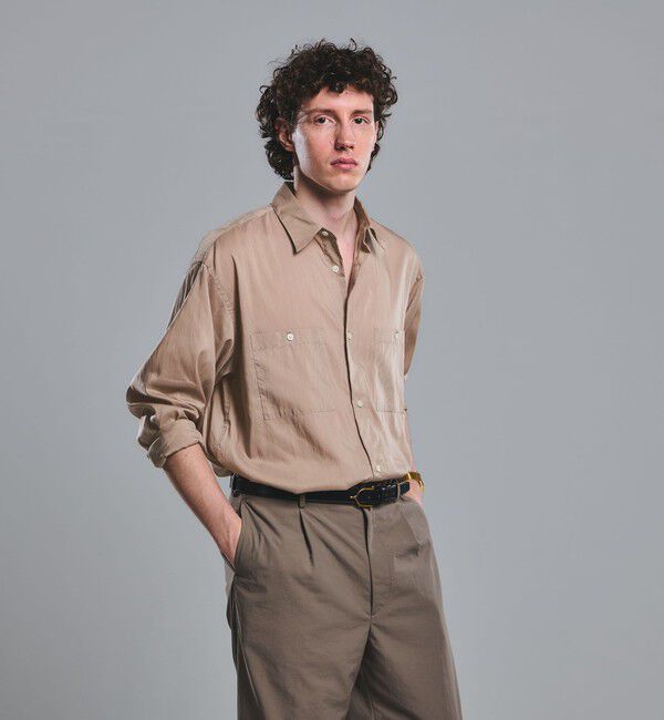 UNITED ARROWS green label relaxing「レーヨンナイロン ワッシャー ダブルパッチポケット レギュラーカラー シャツ」|シャツ・ブラウス|BEIGE