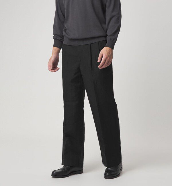 UNITED ARROWS green label relaxing「TW タンブラー 2プリーツ ワイド スラックス」|スラックス|BLACK
