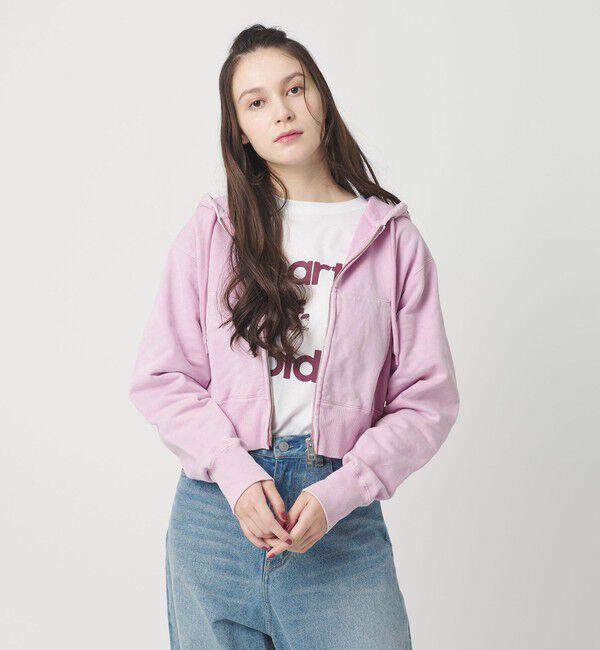 BEAUTY&YOUTH UNITED ARROWS「コットン ショートフロントジップパーカー」|カーディガン|LT.PINK