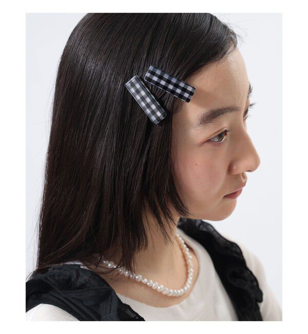 BEAMSBOY「ギンガムチェック ヘアピン 2セット」|その他|BLACK