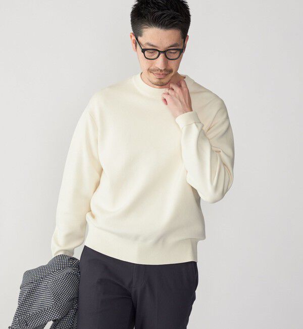 SHIPS「SHIPS: 〈手洗い可能・抗菌防臭〉14GG コットン スムース 長袖 ニット」|ニット・セーター|