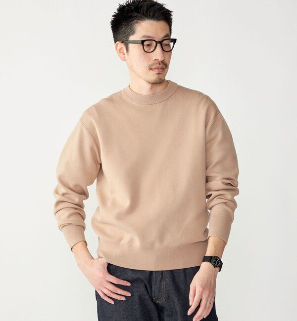 SHIPS「SHIPS: 〈手洗い可能・抗菌防臭〉14GG コットン スムース 長袖 ニット」|ニット・セーター|ベージュ系