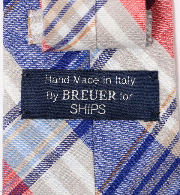 SHIPS「BREUER: リネン ネイビー マドラス チェック ネクタイ」|ネクタイ・蝶ネクタイ|