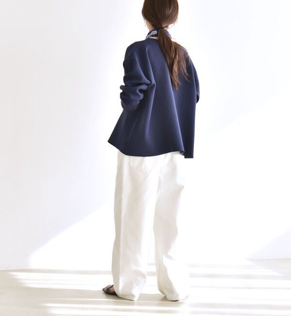 quaranciel「quaranciel:〈手洗い可能〉ニット ノーカラー ダブル ジャケット カーディガン」|カーディガン|