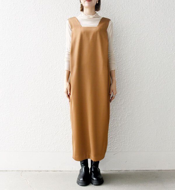 SHIPS any「SHIPS any:〈手洗い可能〉サテン スクエアネック ロング ワンピース」|ワンピース|