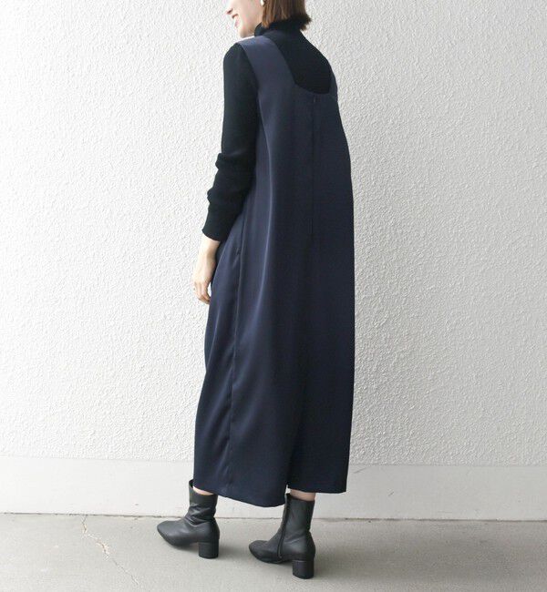 SHIPS any「SHIPS any:〈手洗い可能〉サテン スクエアネック ロング ワンピース」|ワンピース|