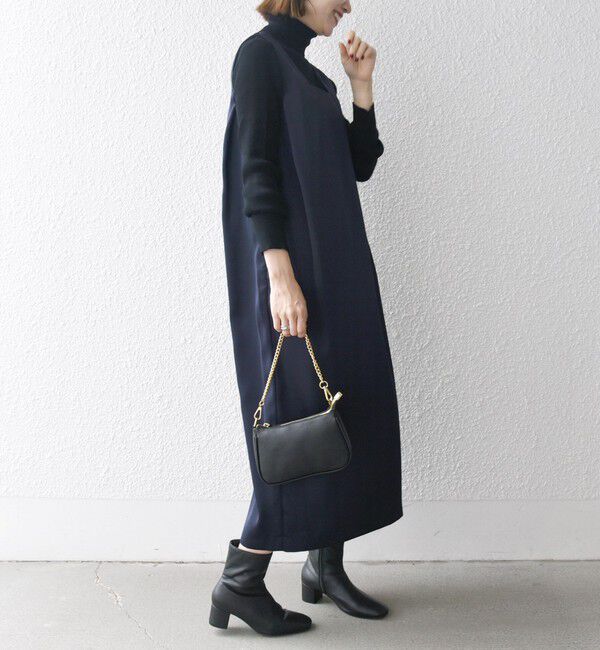 SHIPS any「SHIPS any:〈手洗い可能〉サテン スクエアネック ロング ワンピース」|ワンピース|