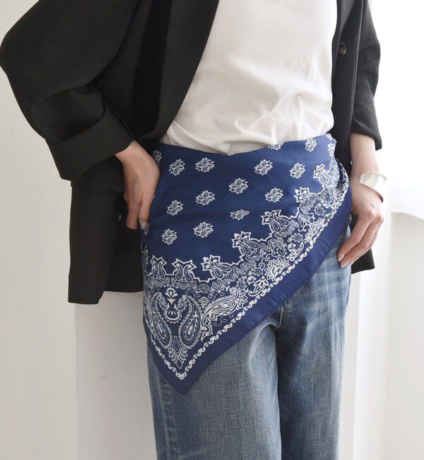 quaranciel「quaranciel: ペイズリー スカーフ 25SS」|バンダナ・スカーフ|ネイビー
