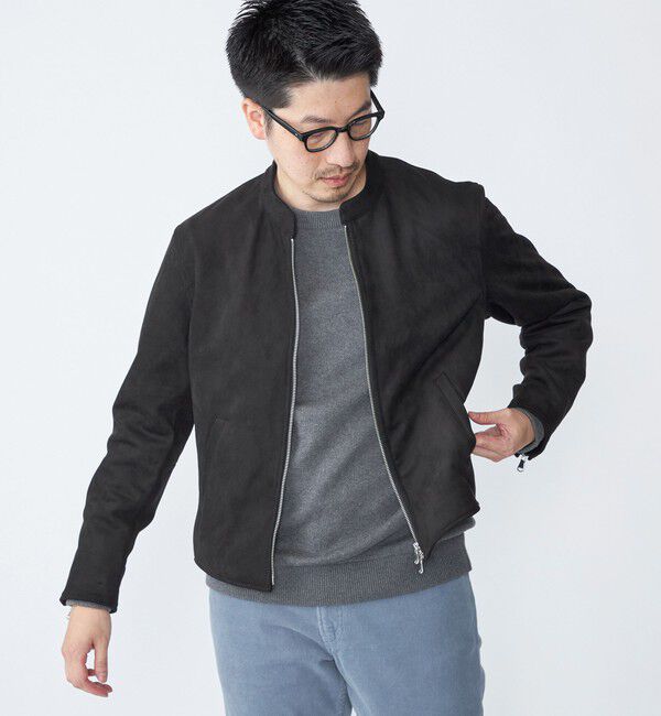 SHIPS「SHIPS: ポリエステル フェイク スエード シングル ライダース」|ライダースジャケット|