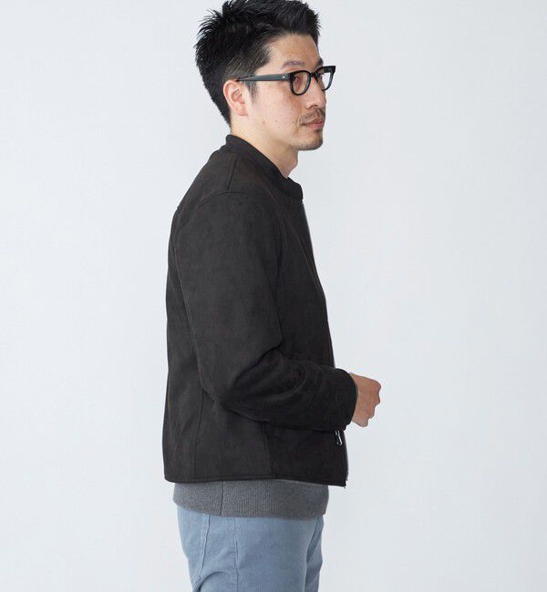 SHIPS「SHIPS: ポリエステル フェイク スエード シングル ライダース」|ライダースジャケット|