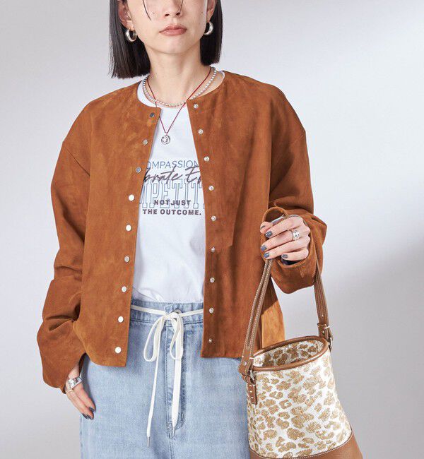 SHIPS for women「ゴート スエード ノーカラー ブルゾン」|ブルゾン・スタジャン|ブラウン