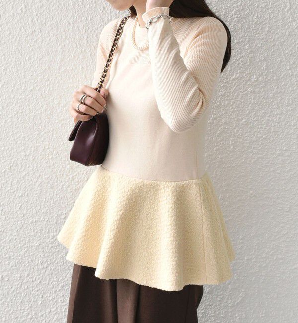 SHIPS Colors 「SHIPS Colors:〈手洗い可能〉ブークレ コンビ ペプラム ニット◇」|ニット・セーター|