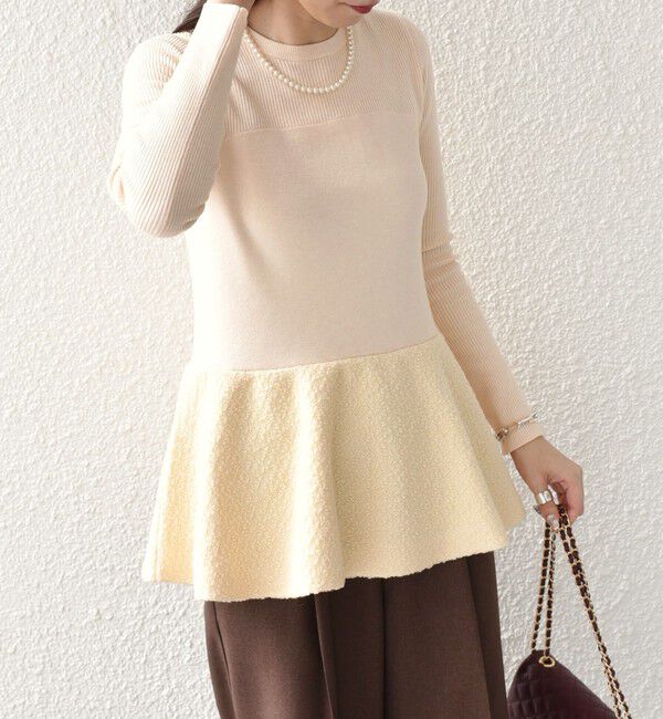 SHIPS Colors 「SHIPS Colors:〈手洗い可能〉ブークレ コンビ ペプラム ニット◇」|ニット・セーター|