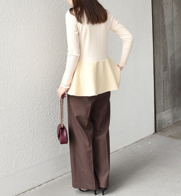 SHIPS Colors 「SHIPS Colors:〈手洗い可能〉ブークレ コンビ ペプラム ニット◇」|ニット・セーター|