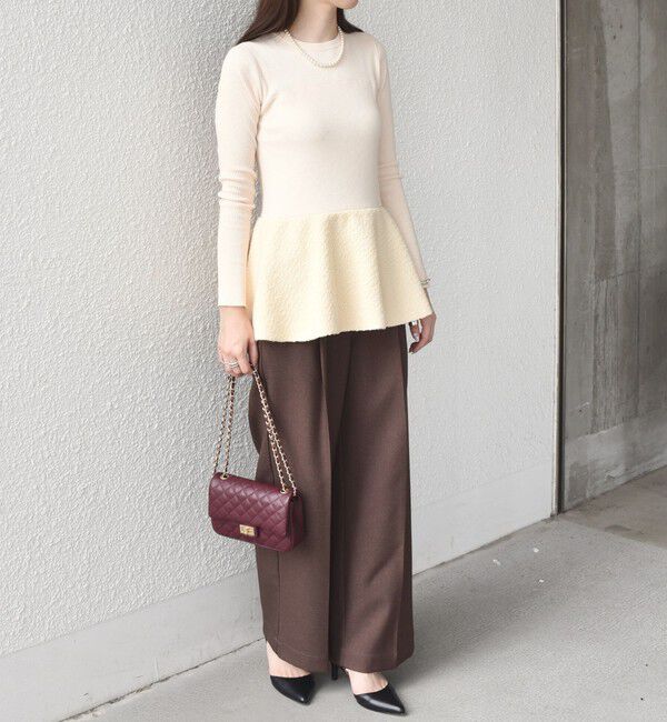 SHIPS Colors 「SHIPS Colors:〈手洗い可能〉ブークレ コンビ ペプラム ニット◇」|ニット・セーター|