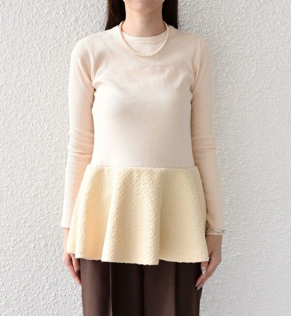 SHIPS Colors 「SHIPS Colors:〈手洗い可能〉ブークレ コンビ ペプラム ニット◇」|ニット・セーター|