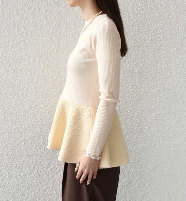 SHIPS Colors 「SHIPS Colors:〈手洗い可能〉ブークレ コンビ ペプラム ニット◇」|ニット・セーター|