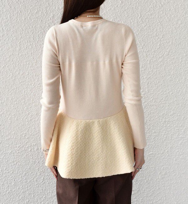 SHIPS Colors 「SHIPS Colors:〈手洗い可能〉ブークレ コンビ ペプラム ニット◇」|ニット・セーター|