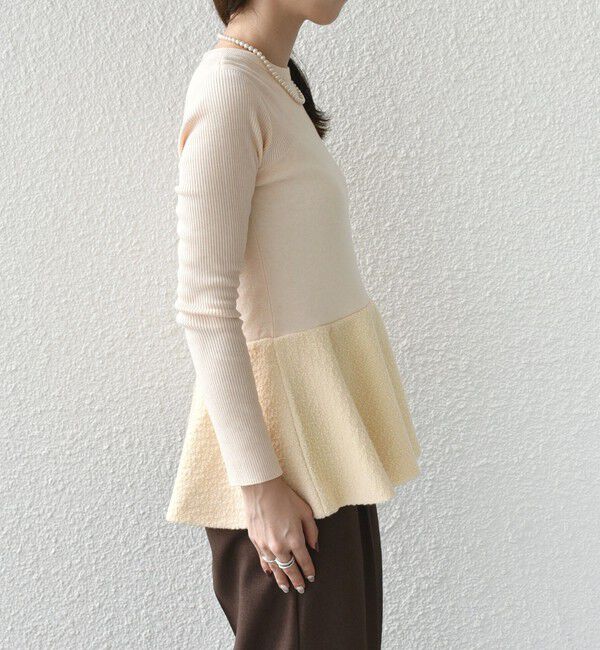 SHIPS Colors 「SHIPS Colors:〈手洗い可能〉ブークレ コンビ ペプラム ニット◇」|ニット・セーター|