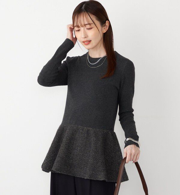 SHIPS Colors 「SHIPS Colors:〈手洗い可能〉ブークレ コンビ ペプラム ニット◇」|ニット・セーター|