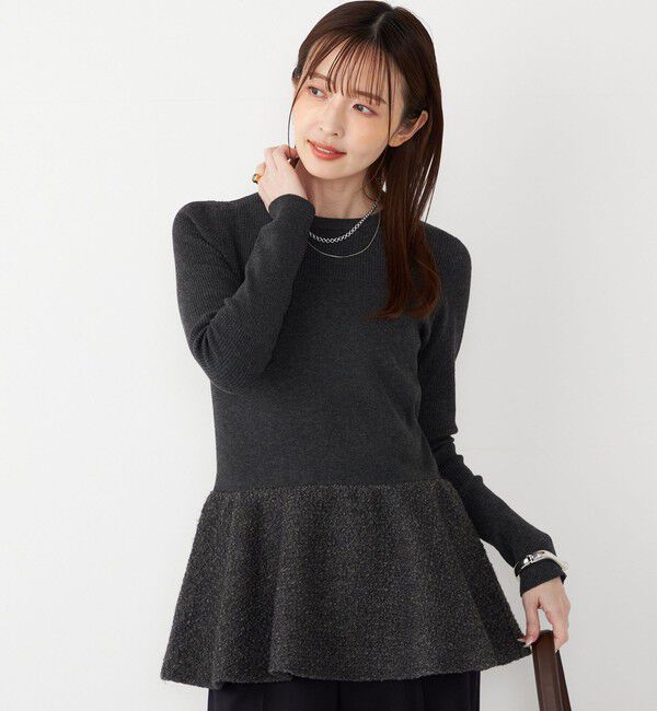 SHIPS Colors 「SHIPS Colors:〈手洗い可能〉ブークレ コンビ ペプラム ニット◇」|ニット・セーター|