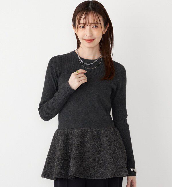 SHIPS Colors 「SHIPS Colors:〈手洗い可能〉ブークレ コンビ ペプラム ニット◇」|ニット・セーター|