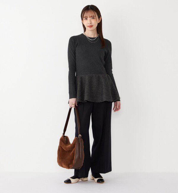 SHIPS Colors 「SHIPS Colors:〈手洗い可能〉ブークレ コンビ ペプラム ニット◇」|ニット・セーター|