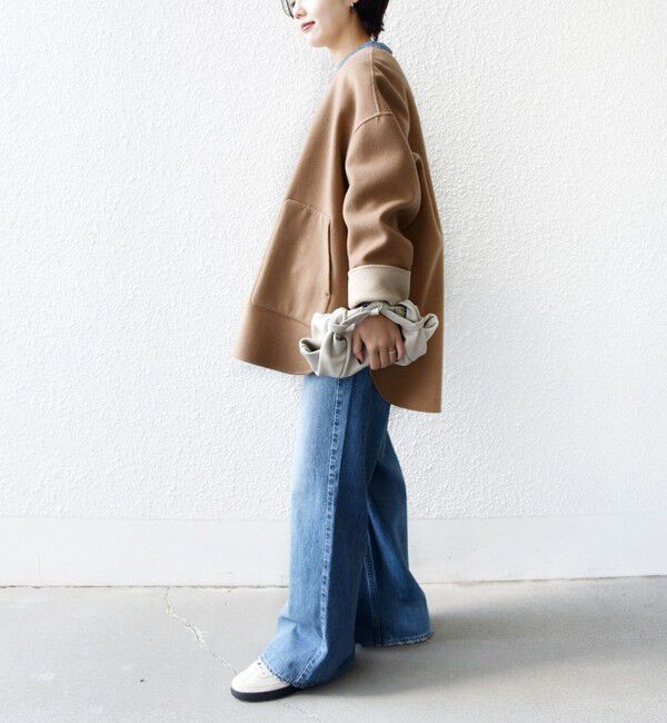 SHIPS for women「セミ 梳毛 配色 リバー ノーカラー コート」|ノーカラーコート|