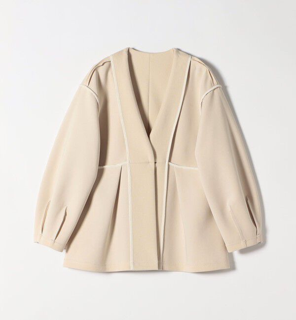 SHIPS any「SHIPS any:〈手洗い可能〉ダンボール ペプラム Vネック ジャケット」|ノーカラージャケット|