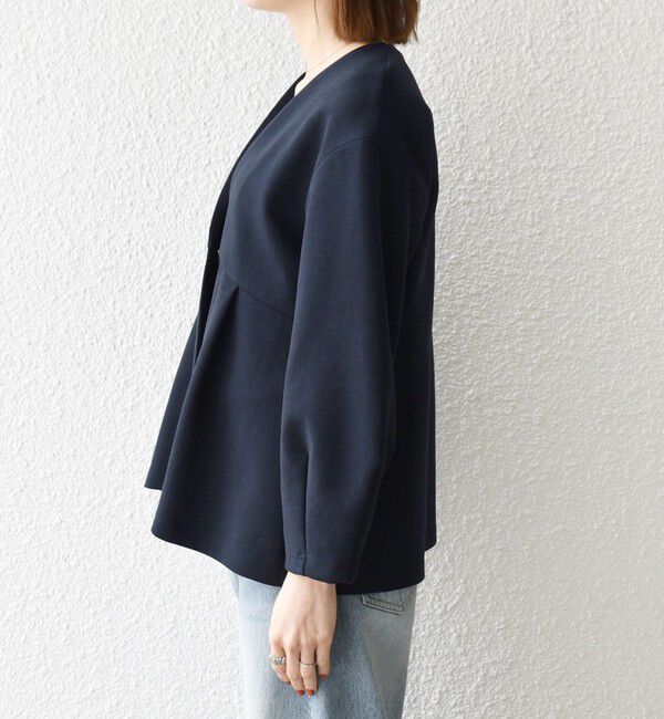 SHIPS any「SHIPS any:〈手洗い可能〉ダンボール ペプラム Vネック ジャケット」|ノーカラージャケット|