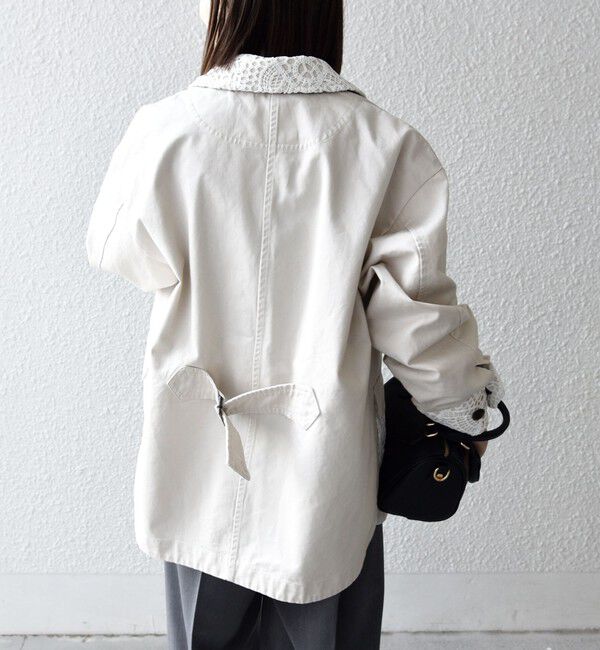 SHIPS any「《予約》SHIPS any:〈洗濯機可能〉コットン レース 切替 ミリタリー ジャケット ブルゾン」|ブルゾン・スタジャン|