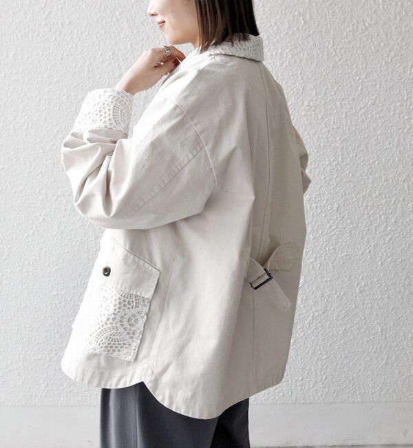 SHIPS any「《予約》SHIPS any:〈洗濯機可能〉コットン レース 切替 ミリタリー ジャケット ブルゾン」|ブルゾン・スタジャン|