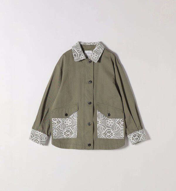 SHIPS any「《予約》SHIPS any:〈洗濯機可能〉コットン レース 切替 ミリタリー ジャケット ブルゾン」|ブルゾン・スタジャン|