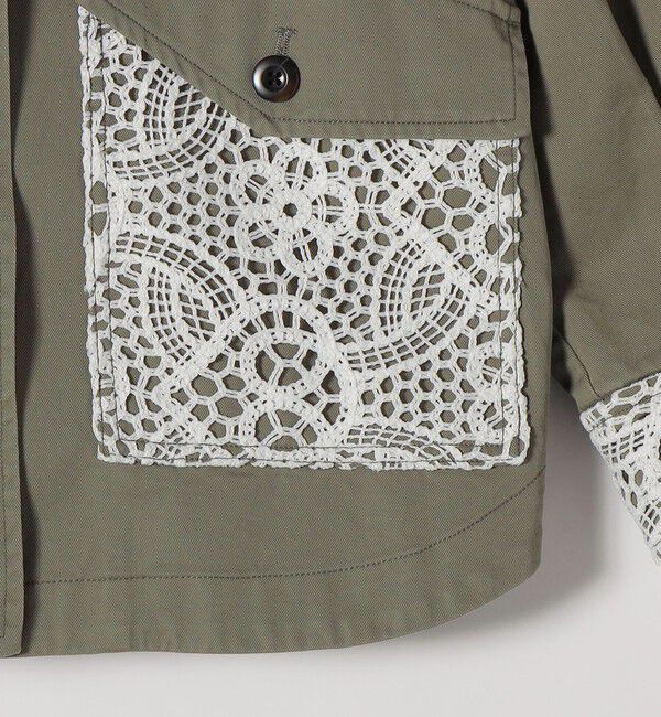 SHIPS any「《予約》SHIPS any:〈洗濯機可能〉コットン レース 切替 ミリタリー ジャケット ブルゾン」|ブルゾン・スタジャン|